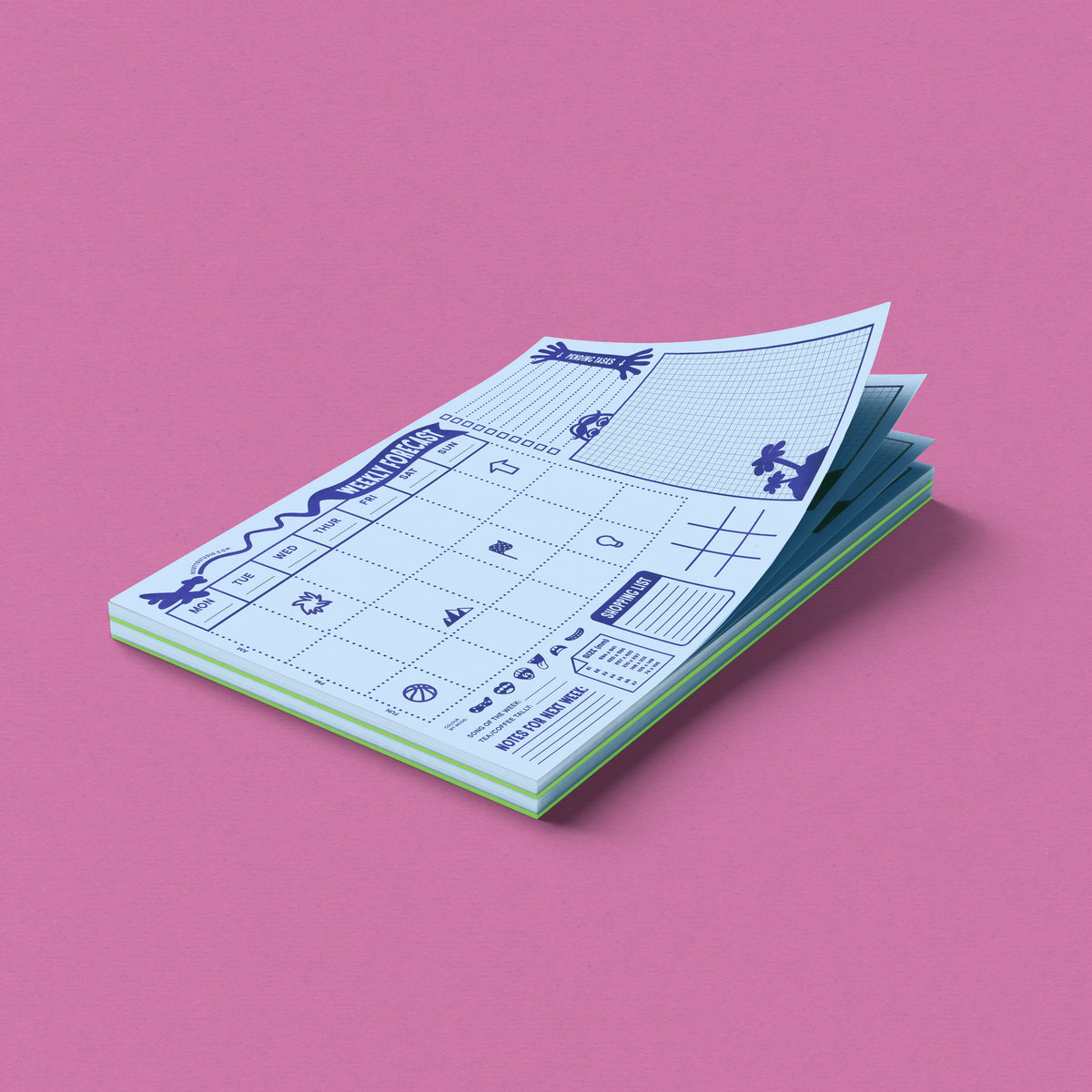 WEEKLY PLANNER: Blue & Green - Giant A3 Desktop Notepad