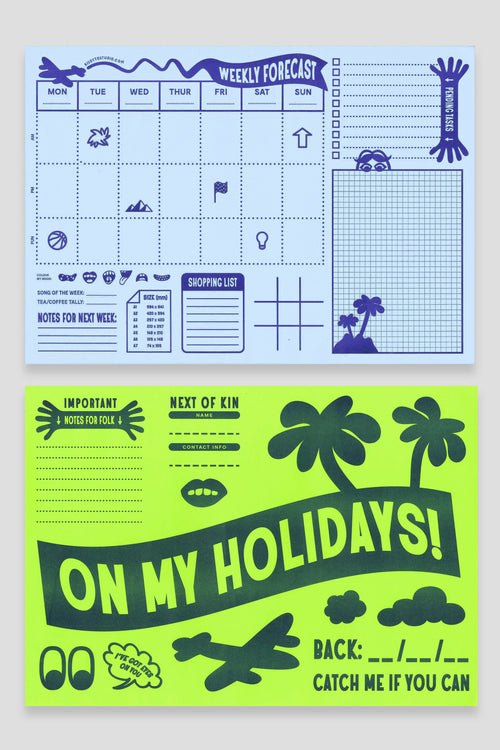 WEEKLY PLANNER: Blue & Green - Giant A3 Desktop Notepad