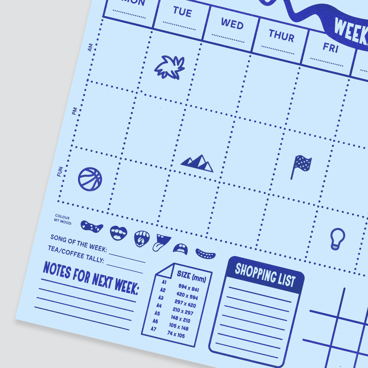 WEEKLY PLANNER: Blue & Green - Giant A3 Desktop Notepad
