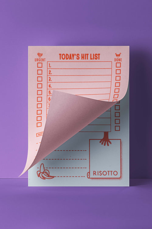 HIT LIST in Two-Tone: Pink+Blue - To Do List Notepad