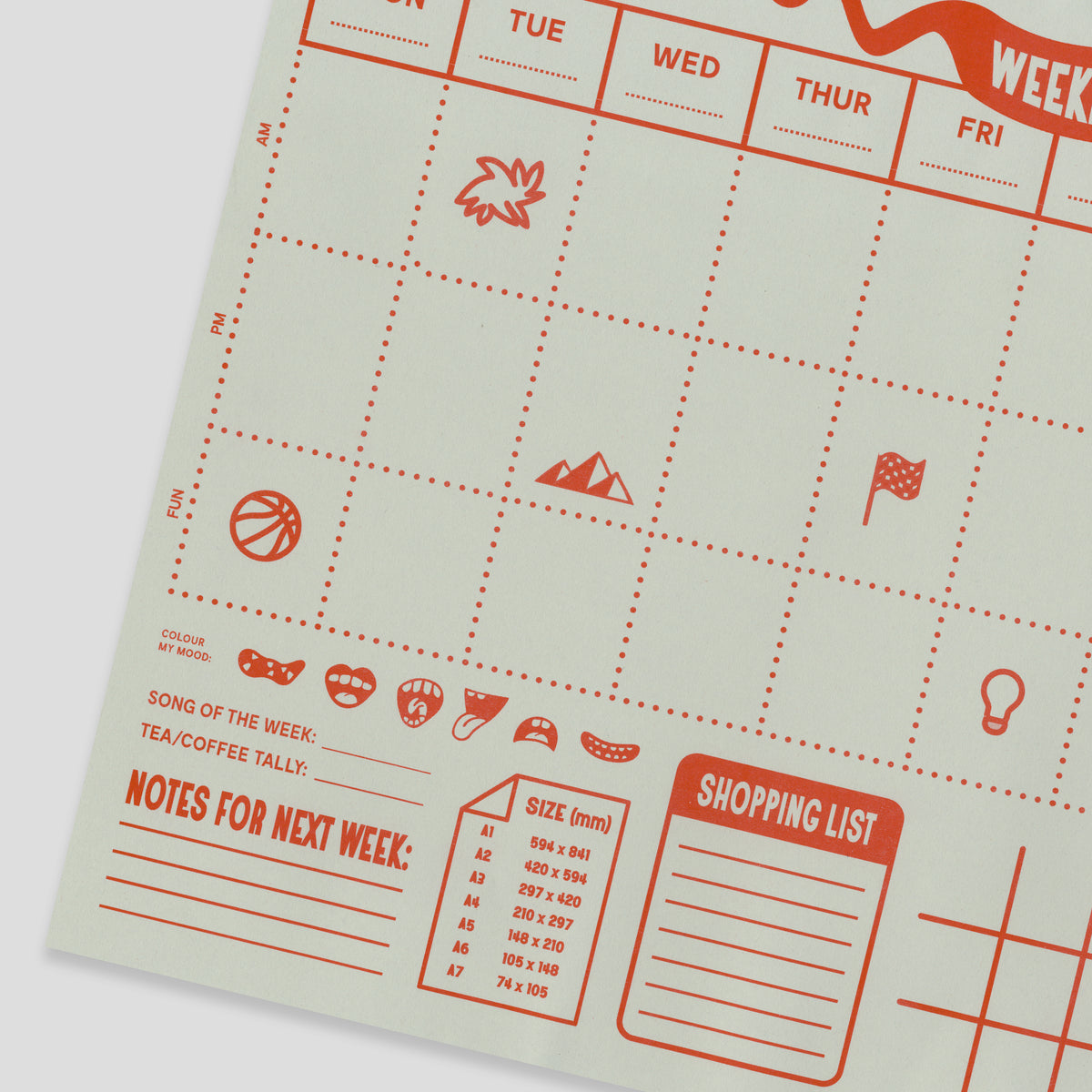 WEEKLY PLANNER: Grey - Giant A3 Desktop Notepad