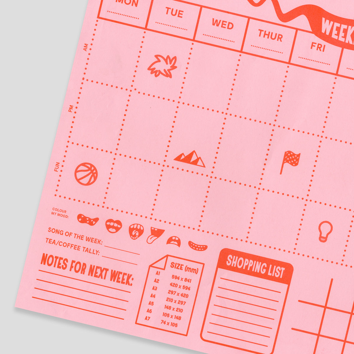 WEEKLY PLANNER: Pink - Giant A3 Desktop Notepad