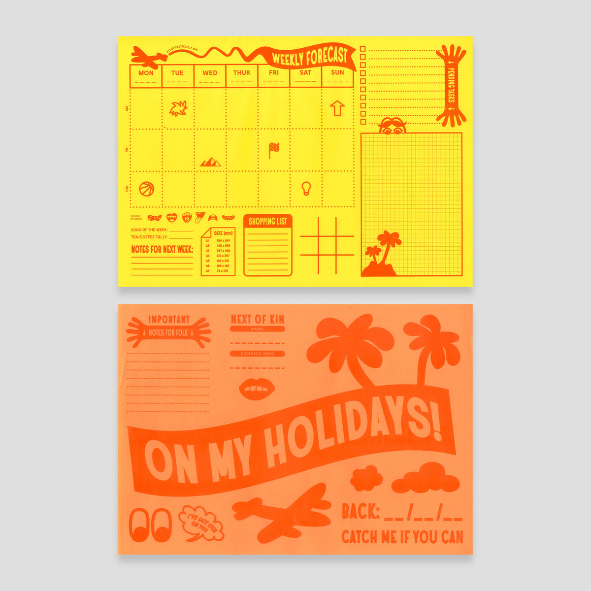 WEEKLY PLANNER: Yellow - Giant A3 Desktop Notepad