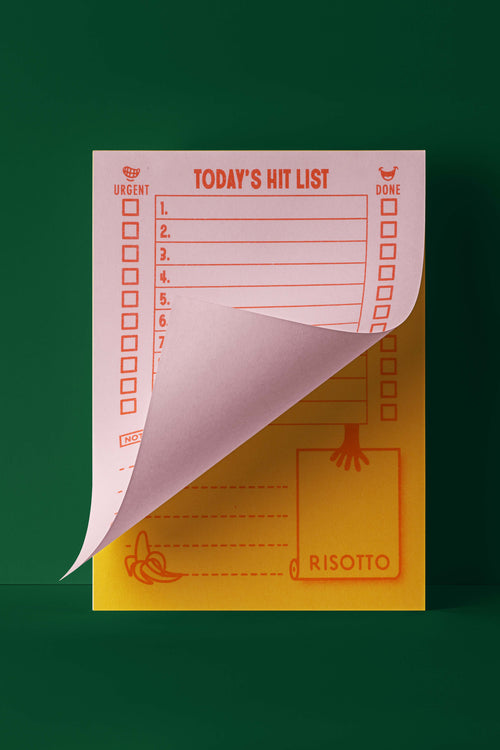 HIT LIST in Two-Tone: Pink+Orange - To Do List Notepad