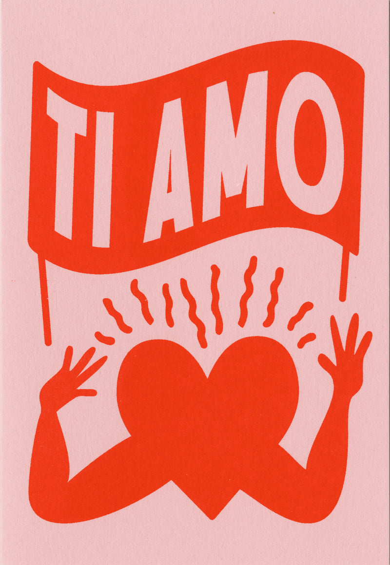Te Amo - A6 Card and Envelope set Risograph Printed at Risotto Studio.