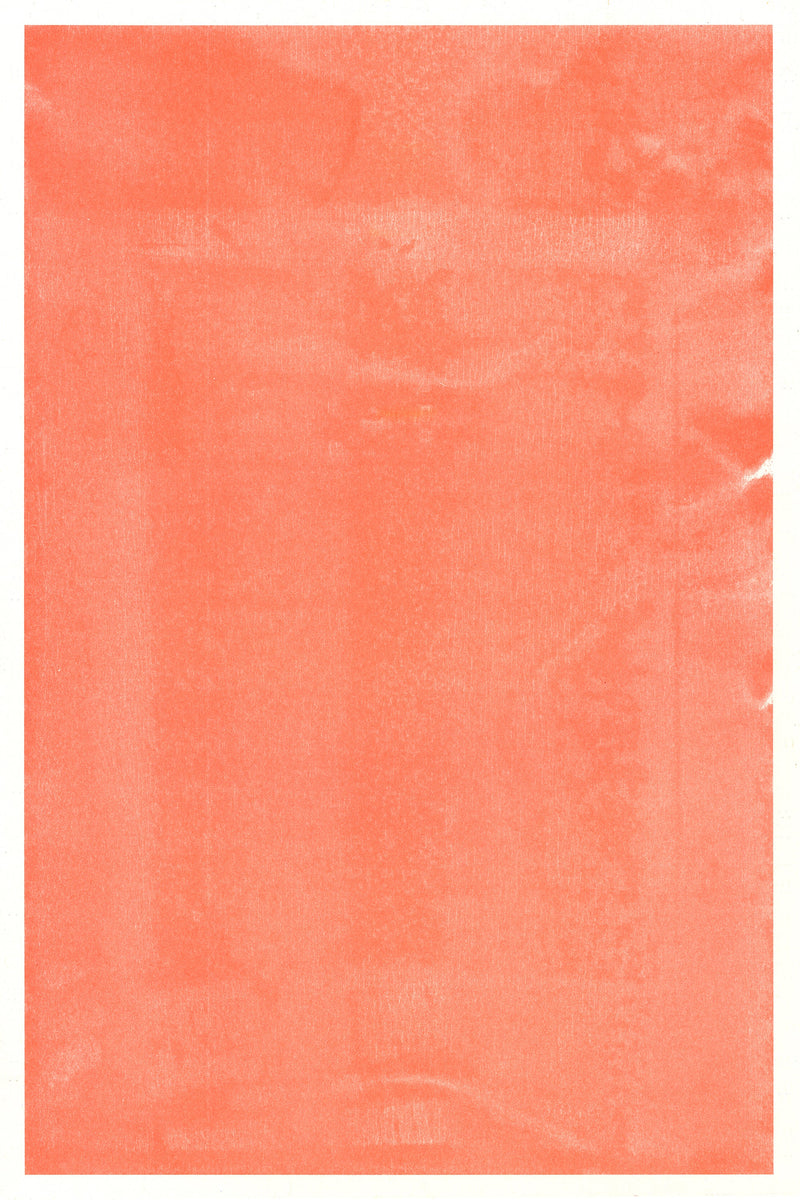 Full Ink Coverage Risography Print, Fluorescent Orange Ink, on Context Natural (smooth paper)