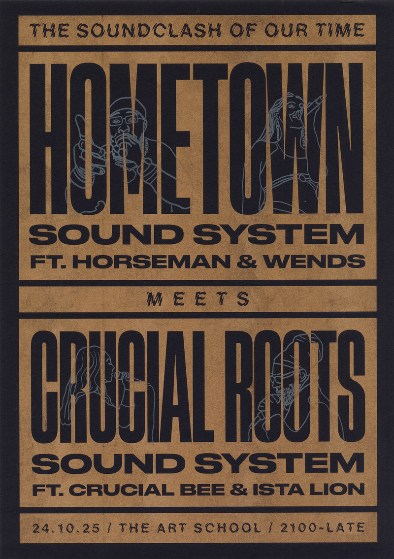 Risograph poster by James Whelan for Hometown Soundsystem