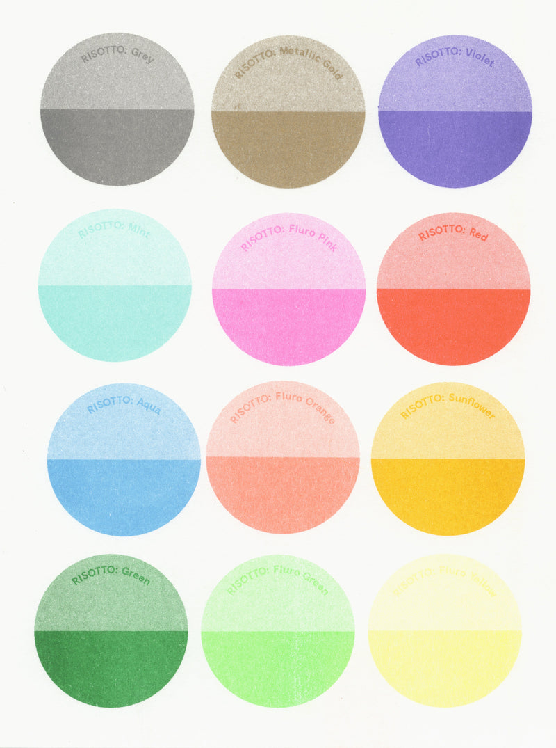 Riso Ink Spot Colours on Munken Lynx Natural Paper