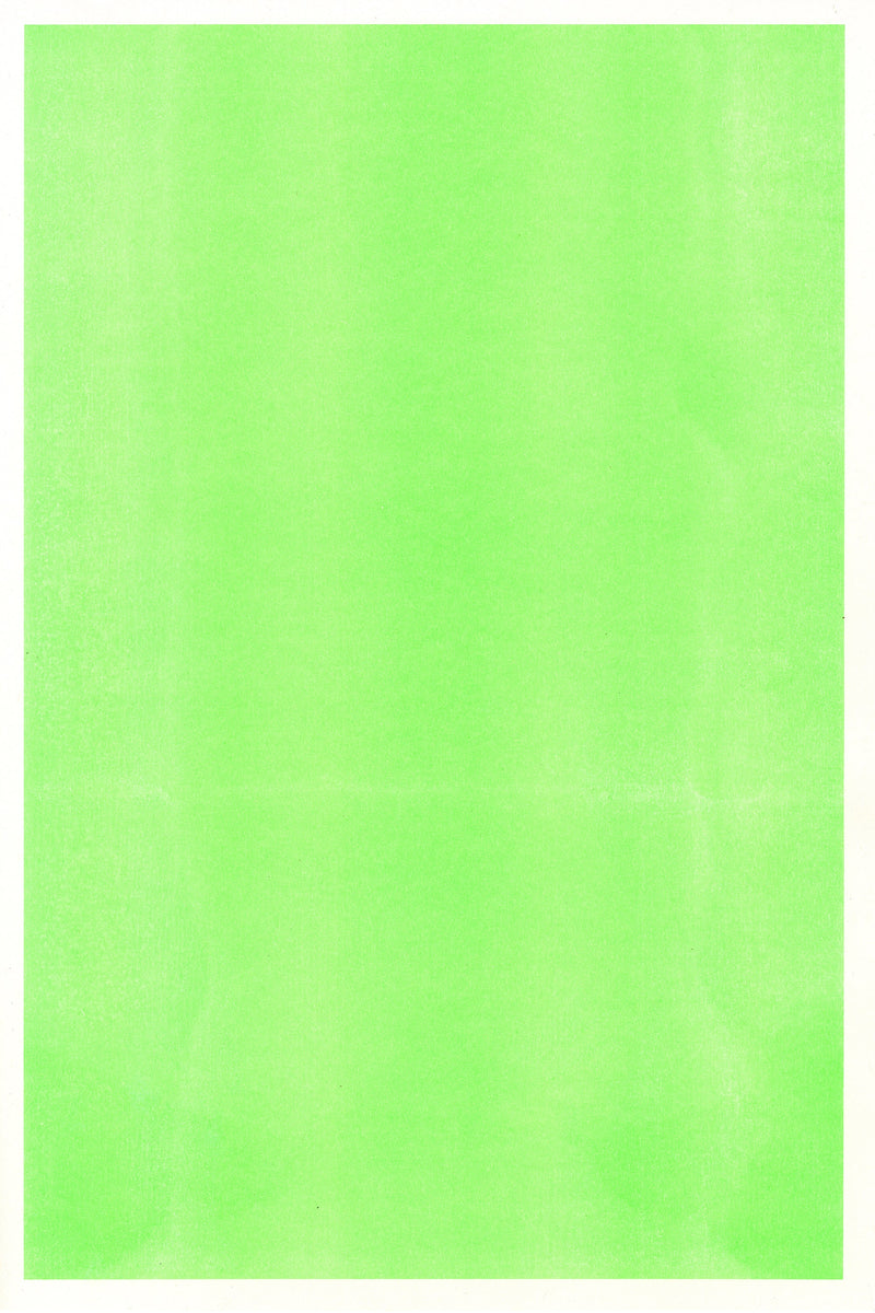 Full Ink Coverage Risography Print, Fluorescent Green Ink, on Context Natural (smooth paper)