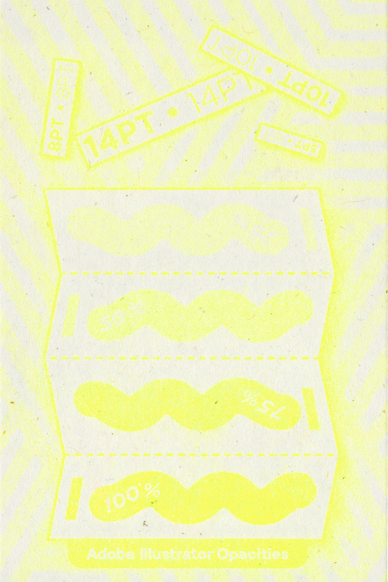 Fluro Yellow 803U Ink Swatch in four opacities (25,50,75,100%), on Context Natural (smooth paper)