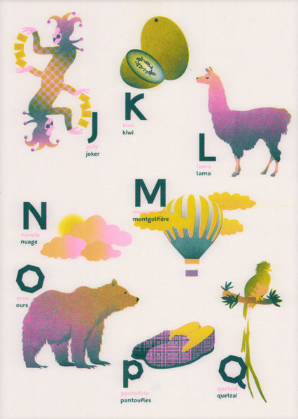 Riso Print by Mari Campistron printed on Cyclus paper using Teal, Fluorescent Pink, Yellow ink