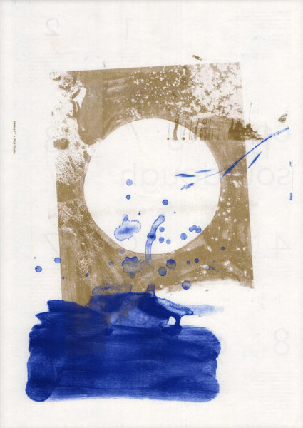 Riso Print by Pica Studio printed on Cyclus paper using Medium Blue, Metallic Gold ink