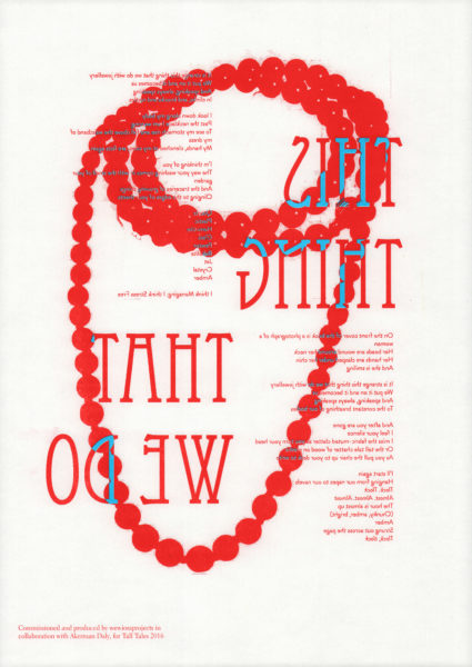 Riso Print by Risotto Studio printed on Cairn White paper using Aqua Blue, Bright Red ink