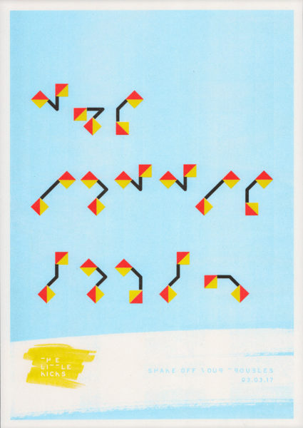 Riso Print by Michael Chang printed on Cyclus paper using Aqua Blue, Bright Red, Yellow, Black ink