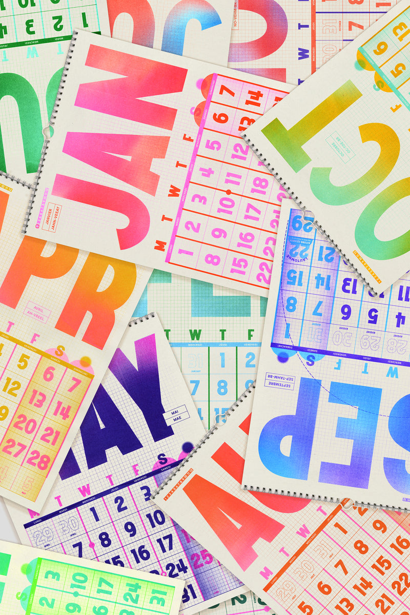 RISOTTO 2024 Calendar A3 Risograph Wall Hanger Printed in Scotland
