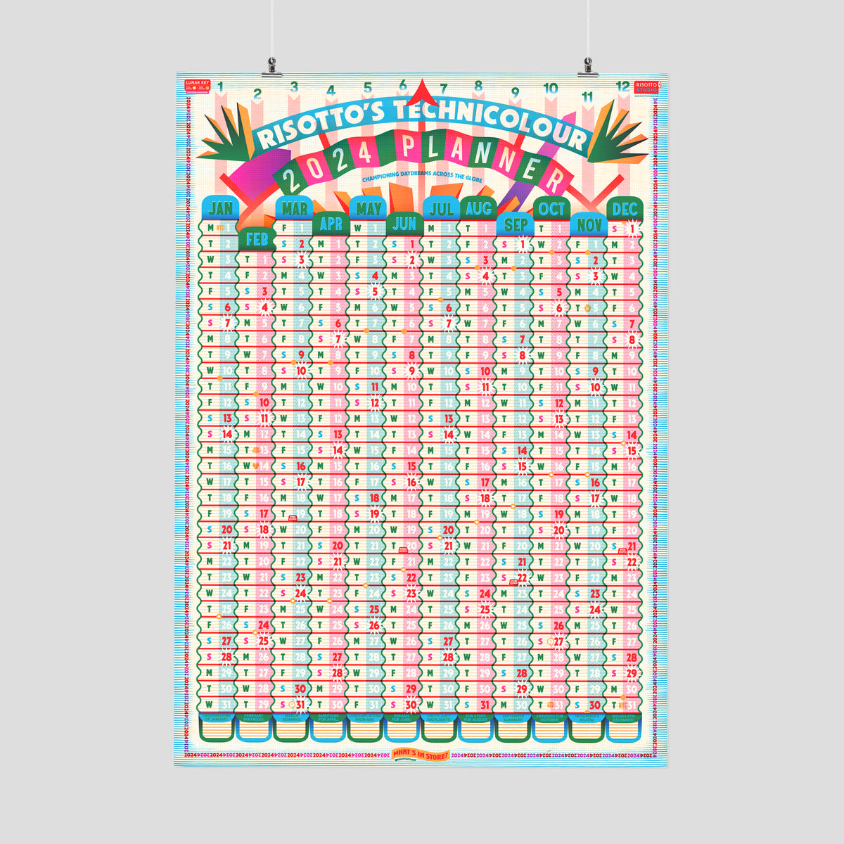 Calendrier 2024 « Multicolor fluo » 19 x 14,5 cm table
