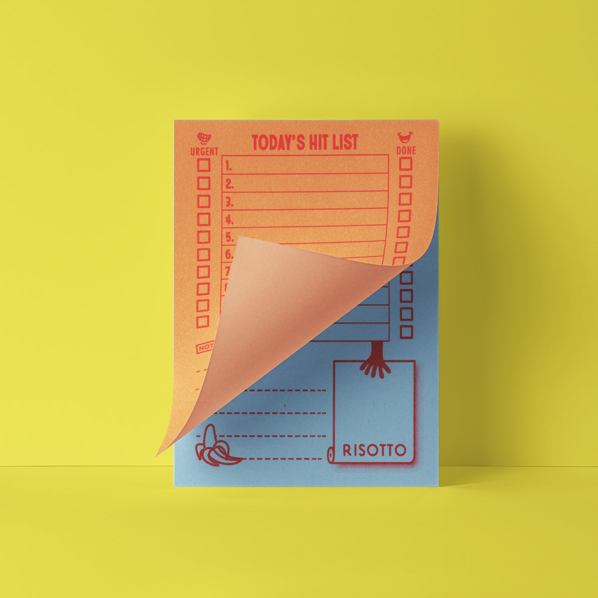 Hitlist Paper Format Two-Tone Hit List: Orange & Blue | To-Do List Notepad | RISOTTO