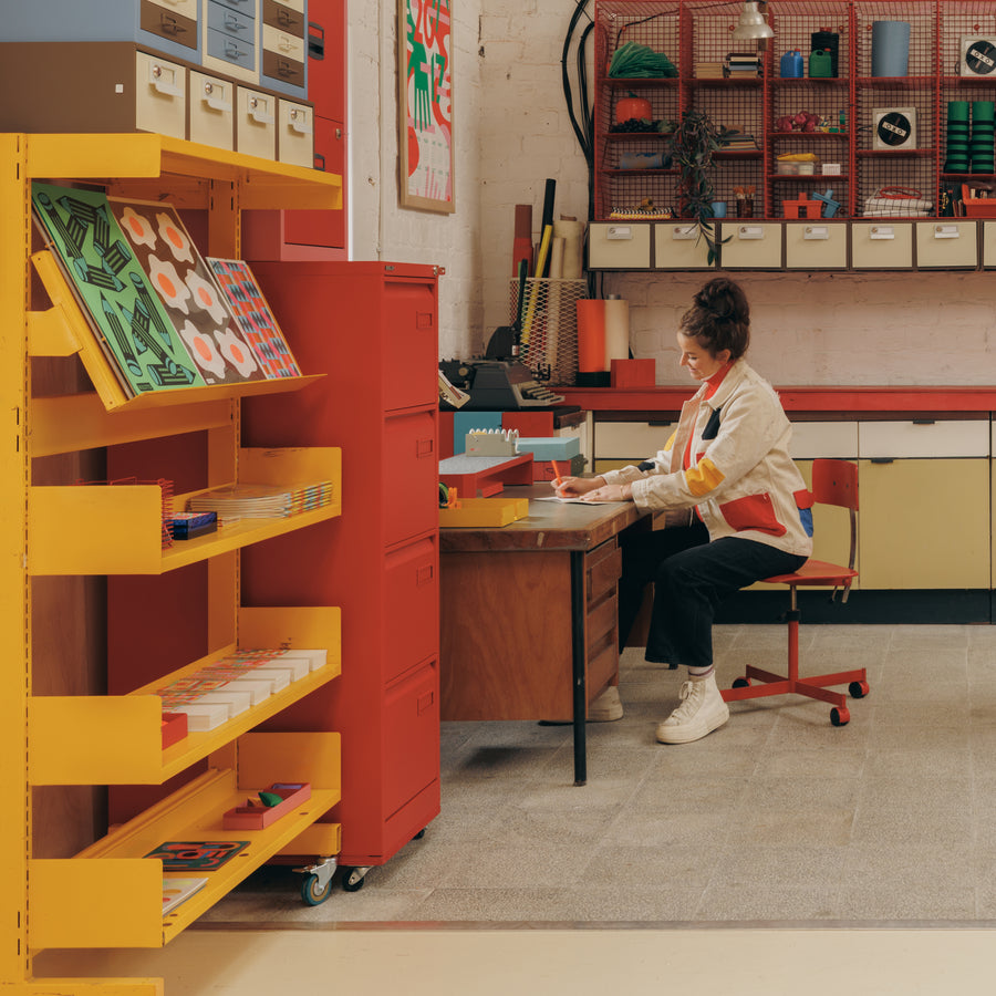 The workshop is home to all her <font color="white">tools and materials</font> that facilitate everything from printing monthly posters for bands, to one-off design commissions for brands.