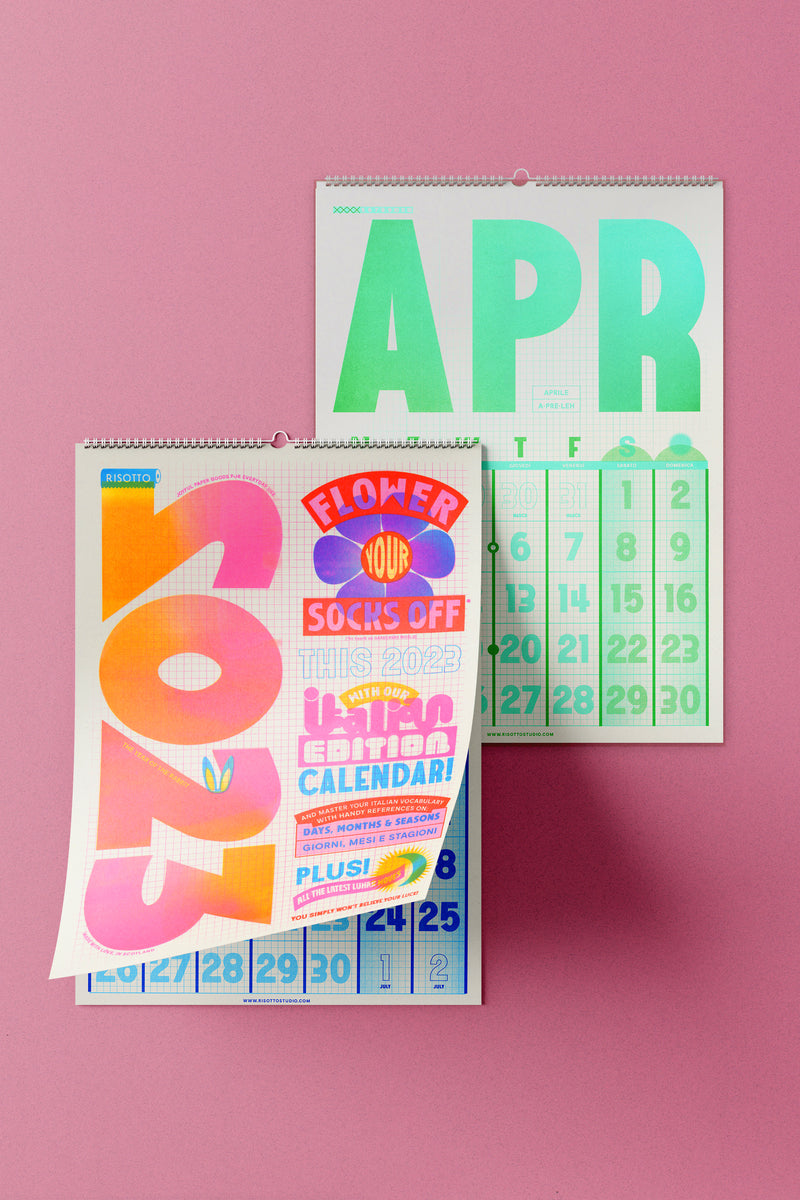 2023 Riso Calendar - A3 Deal x2 | Handprinted in Scotland by RISOTTO