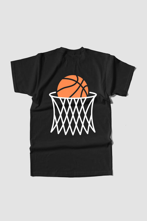 Orange Basketball - Back Sided Black T-shirt