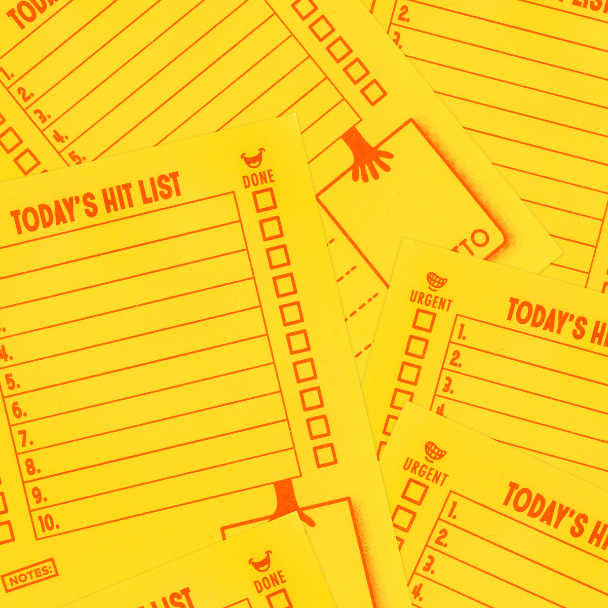 HIT LIST Double Decker: Yellow - To Do List Notepad